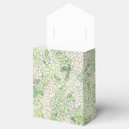 Waterverf Groene en Witte Hydrangea Crest Bedankdoosjes (Geopend)