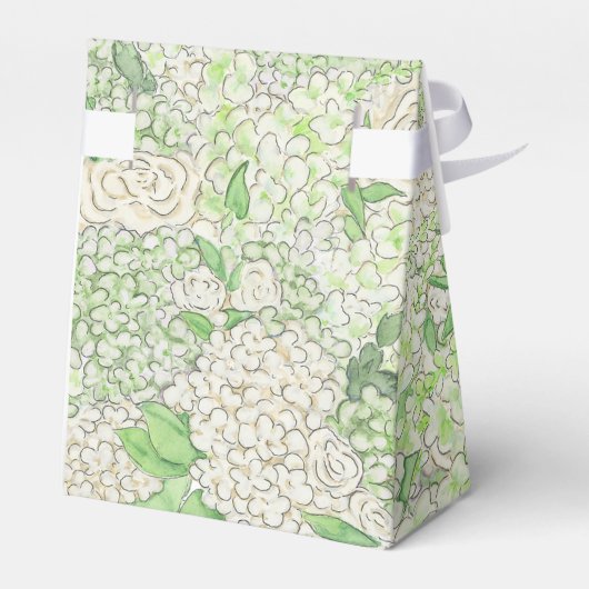 Waterverf Groene en Witte Hydrangea Crest Bedankdoosjes (Achterkant)