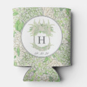 Waterverf Groene en Witte Hydrangea Crest Blikjeskoeler (Achterkant)