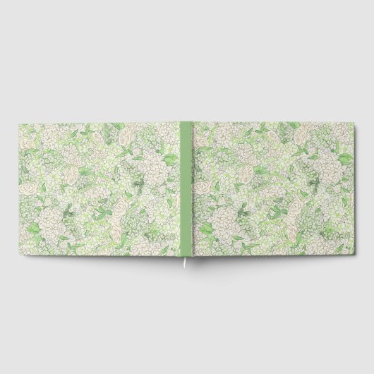 Waterverf Groene en Witte Hydrangea Crest Gastenboek (Volledig)