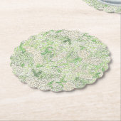 Waterverf Groene en Witte Hydrangea Crest Kartonnen Onderzetters (Gekanteld)