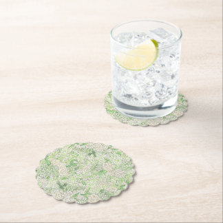 Waterverf Groene en Witte Hydrangea Crest Kartonnen Onderzetters