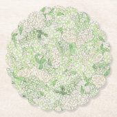 Waterverf Groene en Witte Hydrangea Crest Kartonnen Onderzetters (Voorkant)