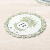 Waterverf Groene en Witte Hydrangea Crest Kartonnen Onderzetters (Gekanteld)