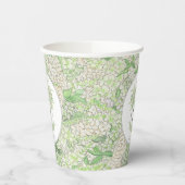 Waterverf Groene en Witte Hydrangea Crest Papieren Bekers (Links)