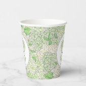 Waterverf Groene en Witte Hydrangea Crest Papieren Bekers (Rechts)