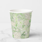 Waterverf Groene en Witte Hydrangea Crest Papieren Bekers (Voorkant)
