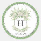 Waterverf Groene en Witte Hydrangea Crest Ronde Sticker (Voorkant)