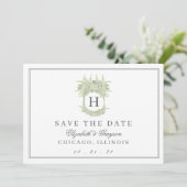 Waterverf Groene en Witte Hydrangea Crest Save The Date (Staand voorkant)