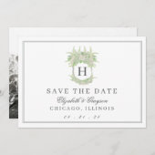 Waterverf Groene en Witte Hydrangea Crest Save The Date (Voorkant / Achterkant)