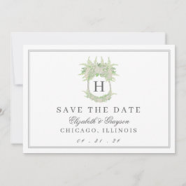 Waterverf Groene en Witte Hydrangea Crest Save The Date
