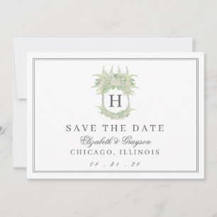 Waterverf Groene en Witte Hydrangea Crest Save The Date