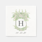 Waterverf Groene en Witte Hydrangea Crest Servet (Voorkant)