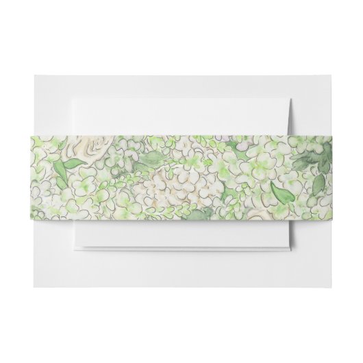 Waterverf Groene en Witte Hydrangea Crest Uitnodigingen Wikkel (Voorkant Voorbeeld)