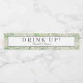 Waterverf Groene en Witte Hydrangea Crest Waterfles Etiket (Enkel label)