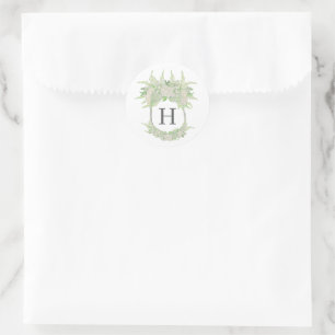 Waterverf Groene en Witte Hydrangea Wedding Crest Ronde Sticker