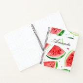 Waterverf Groene en Witte Watermeloen Monogramed Notitieboek (Binnen)