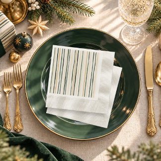 Waterverf groene en zachte gouden kerststreep servet