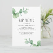 Waterverf groene eucalyptus. Baby shower voor groe Kaart (Staand voorkant)