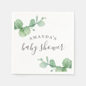 Waterverf groene eucalyptus. Baby shower voor groe Servet (Voorkant)