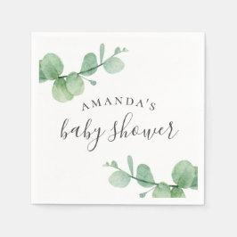 Waterverf groene eucalyptus. Baby shower voor groe Servet
