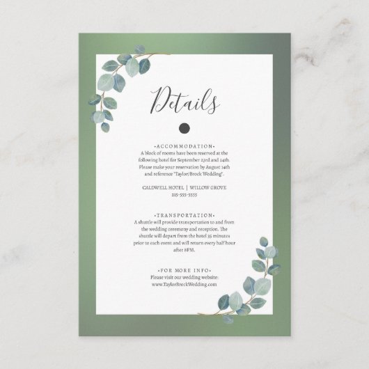 Waterverf Groene Eucalyptus Details Informatiekaartje (Voorkant)