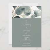 Waterverf groene Eucalyptus Huwelijksuitnodiging Kaart (Voorkant)