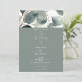 Waterverf groene Eucalyptus Huwelijksuitnodiging Kaart (Staand voorkant)