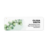 Waterverf Groene Eucalyptus Retouradres Etiket (Voorkant)