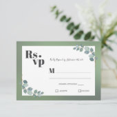 Waterverf groene eucalyptus RSVP kaartje (Staand voorkant)