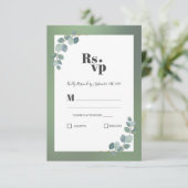 Waterverf groene eucalyptus RSVP kaartje (Staand voorkant)