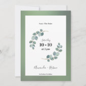 Waterverf groene eucalyptus save the date (Voorkant)