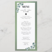Waterverf Groene Eucalyptus Wedding Menu (Voorkant)