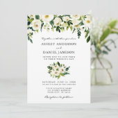 Waterverf Groene Floral Elegant Wedding Kaart (Staand voorkant)