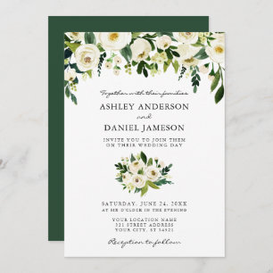 Waterverf Groene Floral Elegant Wedding Kaart
