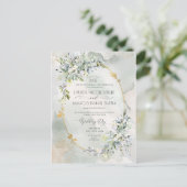 Waterverf Groene Floral Gold Oval Lijst Vertraging Briefkaart (Staand voorkant)