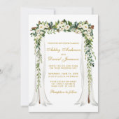 Waterverf groene Floral Gold voor bruiloft Kaart (Voorkant)