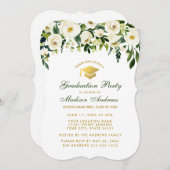 Waterverf Groene Floral Graduation Party Invite B Kaart (Voorkant / Achterkant)