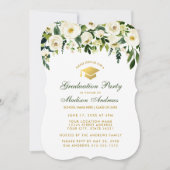 Waterverf Groene Floral Graduation Party Invite B Kaart (Voorkant)