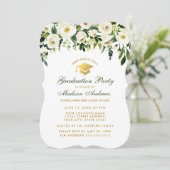 Waterverf Groene Floral Graduation Party Invite B Kaart (Staand voorkant)