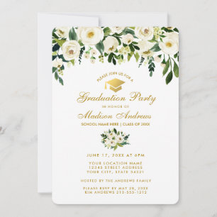 Waterverf Groene Floral Graduation Party Invite G Kaart