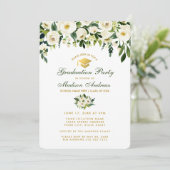 Waterverf Groene Floral Graduation Party nodigt GS Kaart (Staand voorkant)