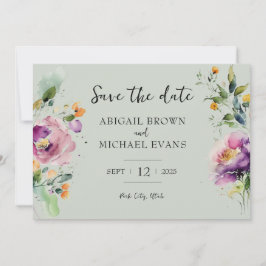 Waterverf Groene Floral Wedding Save The Date