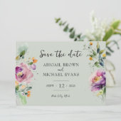 Waterverf Groene Floral Wedding Save The Date (Staand voorkant)