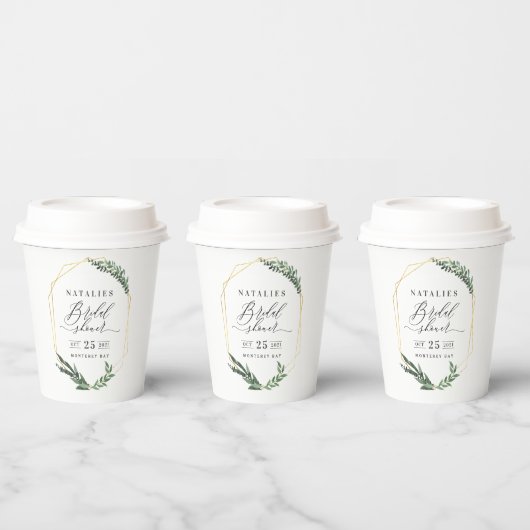 waterverf groene florelegant vrijgezellenfeest papieren bekers (Multi)