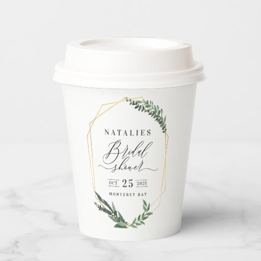 waterverf groene florelegant vrijgezellenfeest papieren bekers (Voorkant)