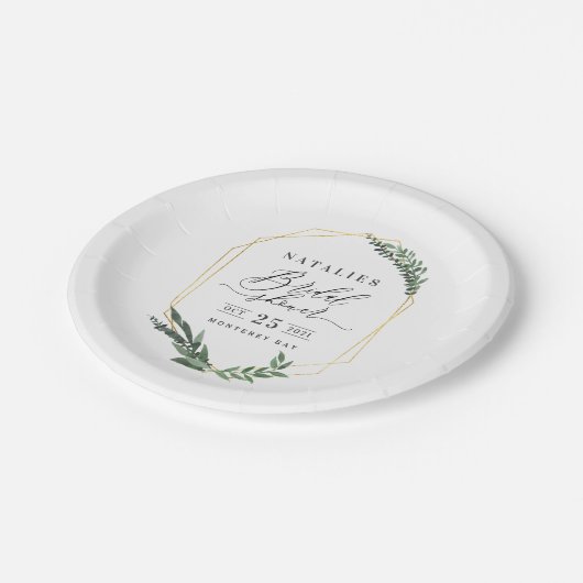 waterverf groene florelegant vrijgezellenfeest papieren bordje (Gekanteld)