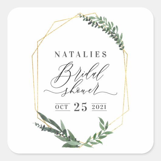 waterverf groene florelegant vrijgezellenfeest vierkante sticker (Voorkant)