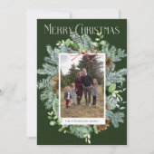 Waterverf Groene Foto Kerst Kaart (Voorkant)