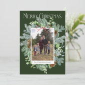 Waterverf Groene Foto Kerst Kaart (Staand voorkant)